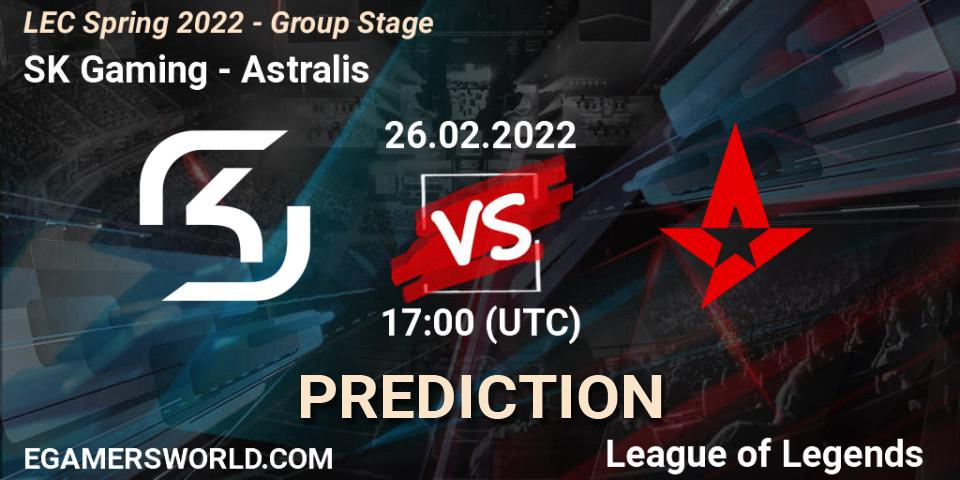 SK Gaming - Astralis: Maç tahminleri. 26.02.2022 at 17:00, LoL, LEC Spring 2022 - Group Stage