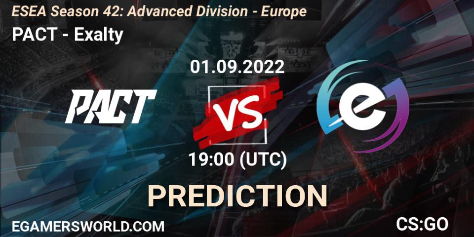 PACT - Exalty: Maç tahminleri. 01.09.2022 at 19:00, Counter-Strike (CS2), ESEA Season 42: Advanced Division - Europe