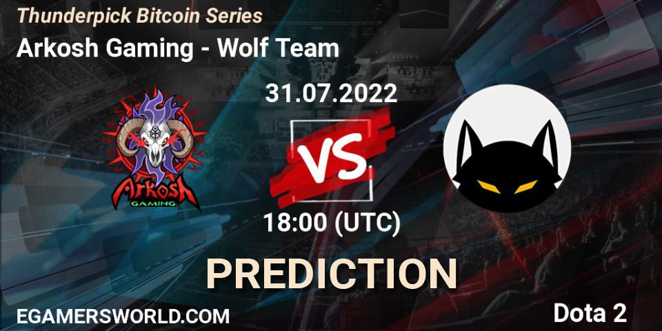 Arkosh Gaming - Wolf Team: Maç tahminleri. 31.07.2022 at 18:31, Dota 2, Thunderpick Bitcoin Series