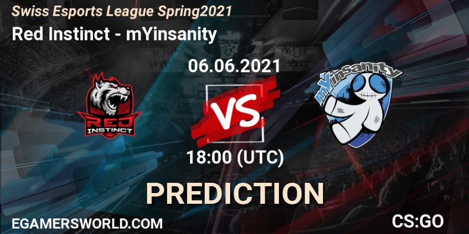 Red Instinct - mYinsanity: Maç tahminleri. 06.06.2021 at 18:00, Counter-Strike (CS2), Swiss Esports League Spring 2021