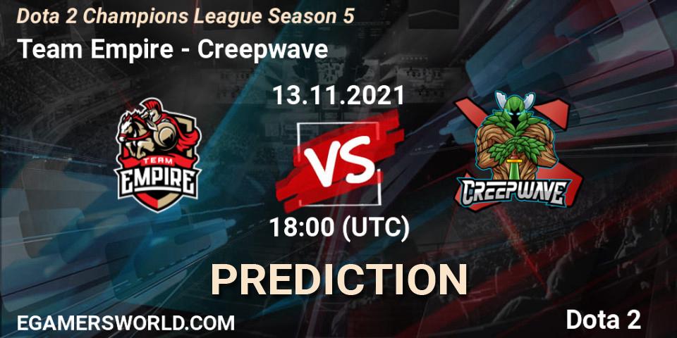 Team Empire - Creepwave: Maç tahminleri. 13.11.2021 at 19:16, Dota 2, Dota 2 Champions League 2021 Season 5
