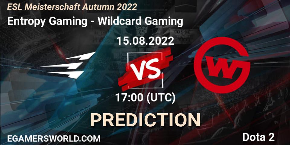 Entropy Gaming - Wildcard Gaming: Maç tahminleri. 15.08.2022 at 17:00, Dota 2, ESL Meisterschaft Autumn 2022