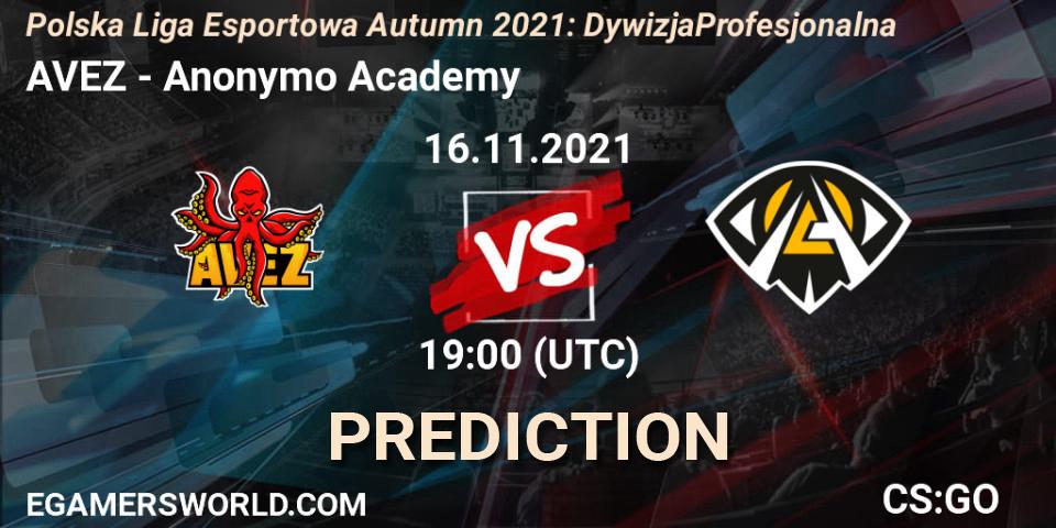 AVEZ - Anonymo Academy: Maç tahminleri. 16.11.2021 at 20:00, Counter-Strike (CS2), Polska Liga Esportowa Autumn 2021: Dywizja Profesjonalna