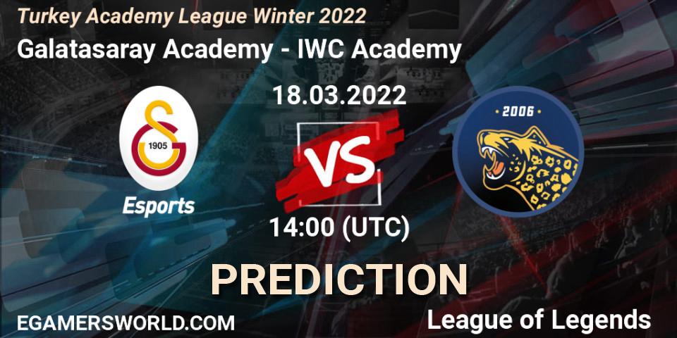 Galatasaray Academy - IWC Academy: Maç tahminleri. 18.03.2022 at 14:00, LoL, Turkey Academy League Winter 2022