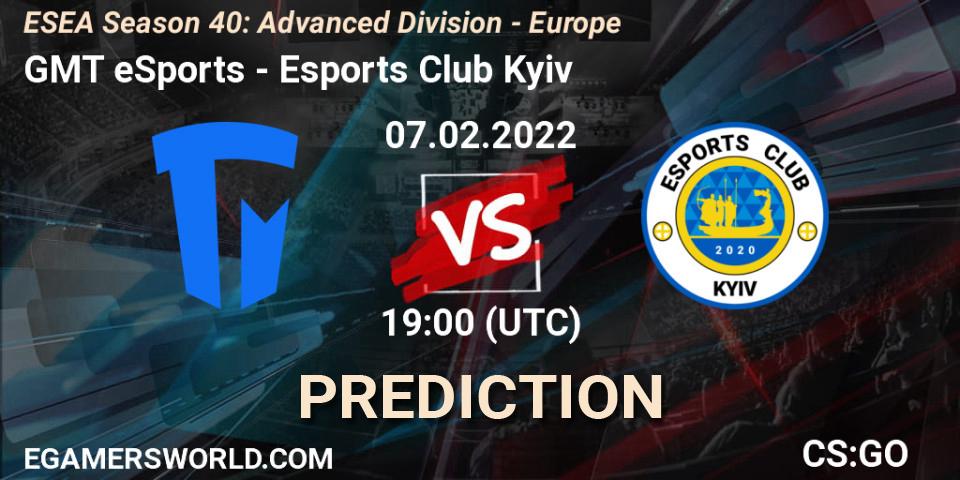 GMT eSports - Esports Club Kyiv: Maç tahminleri. 07.02.2022 at 19:00, Counter-Strike (CS2), ESEA Season 40: Advanced Division - Europe