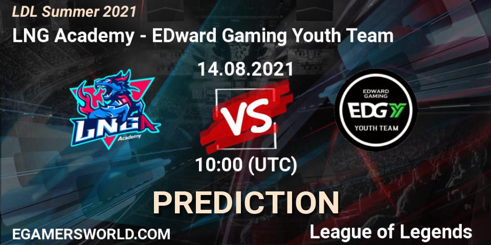 LNG Academy - EDward Gaming Youth Team: Maç tahminleri. 14.08.2021 at 11:25, LoL, LDL Summer 2021