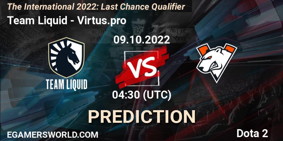 Team Liquid - Virtus.pro: Maç tahminleri. 09.10.22, Dota 2, The International 2022: Last Chance Qualifier