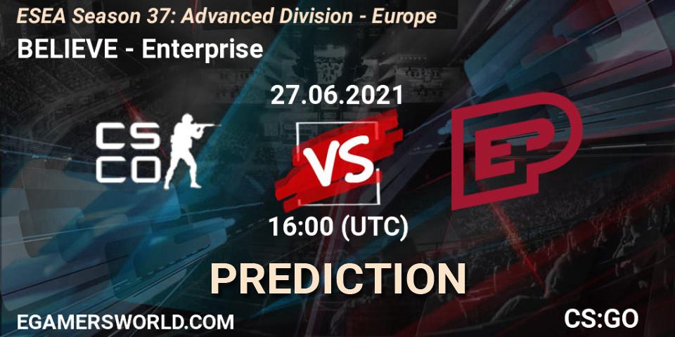 BELIEVE - Enterprise: Maç tahminleri. 27.06.2021 at 16:00, Counter-Strike (CS2), ESEA Season 37: Advanced Division - Europe