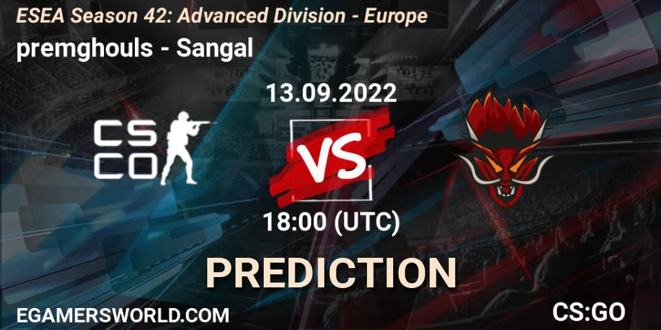 premghouls - Sangal: Maç tahminleri. 13.09.2022 at 18:00, Counter-Strike (CS2), ESEA Season 42: Advanced Division - Europe
