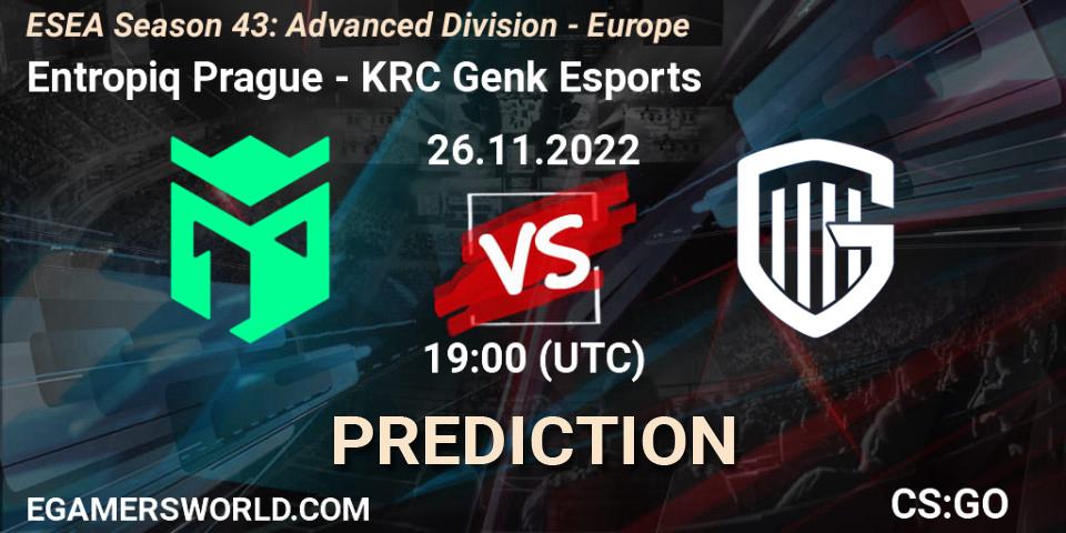 Entropiq Prague - KRC Genk Esports: Maç tahminleri. 26.11.22, CS2 (CS:GO), ESEA Season 43: Advanced Division - Europe
