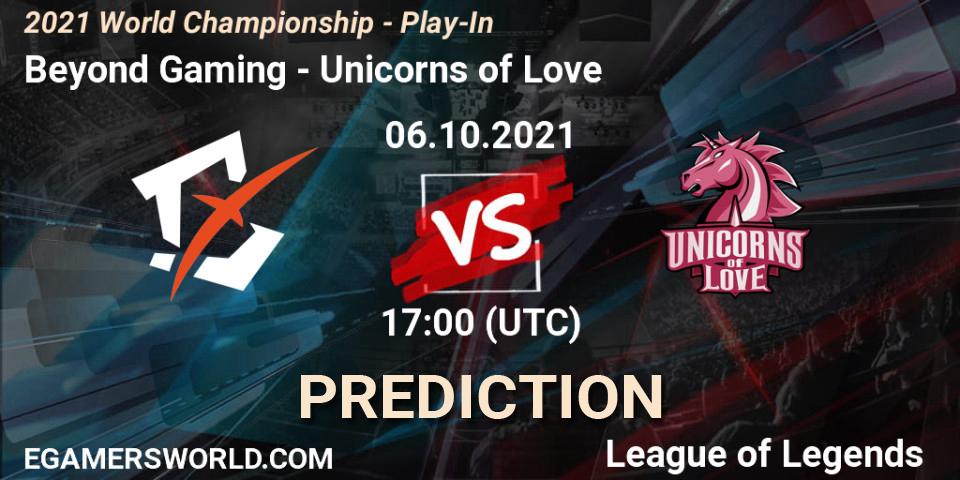 Beyond Gaming - Unicorns of Love: Maç tahminleri. 06.10.21, LoL, 2021 World Championship - Play-In
