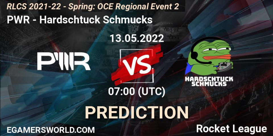 PWR - Hardschtuck Schmucks: Maç tahminleri. 13.05.2022 at 07:00, Rocket League, RLCS 2021-22 - Spring: OCE Regional Event 2