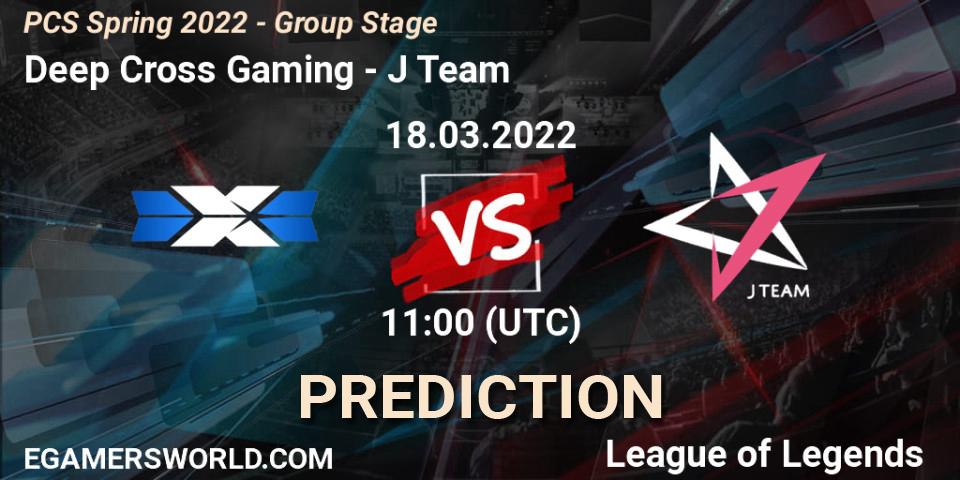 Deep Cross Gaming - J Team: Maç tahminleri. 18.03.2022 at 11:00, LoL, PCS Spring 2022 - Group Stage
