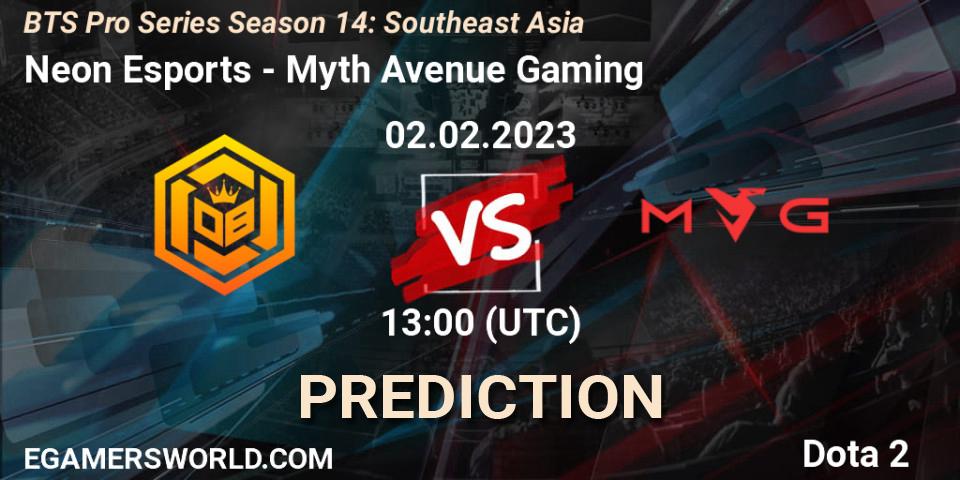 Neon Esports - Myth Avenue Gaming: Maç tahminleri. 02.02.23, Dota 2, BTS Pro Series Season 14: Southeast Asia