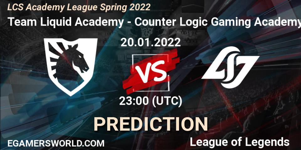 Team Liquid Academy - Counter Logic Gaming Academy: Maç tahminleri. 20.01.2022 at 23:00, LoL, LCS Academy League Spring 2022