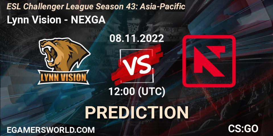 Lynn Vision - NEXGA: Maç tahminleri. 08.11.2022 at 12:00, Counter-Strike (CS2), ESL Challenger League Season 43: Asia-Pacific
