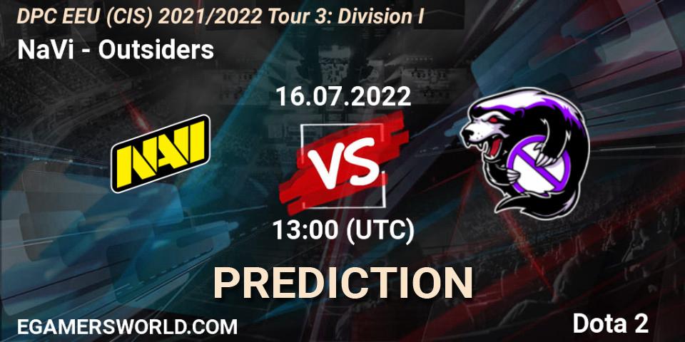 NaVi - Outsiders: Maç tahminleri. 16.07.2022 at 14:13, Dota 2, DPC EEU (CIS) 2021/2022 Tour 3: Division I