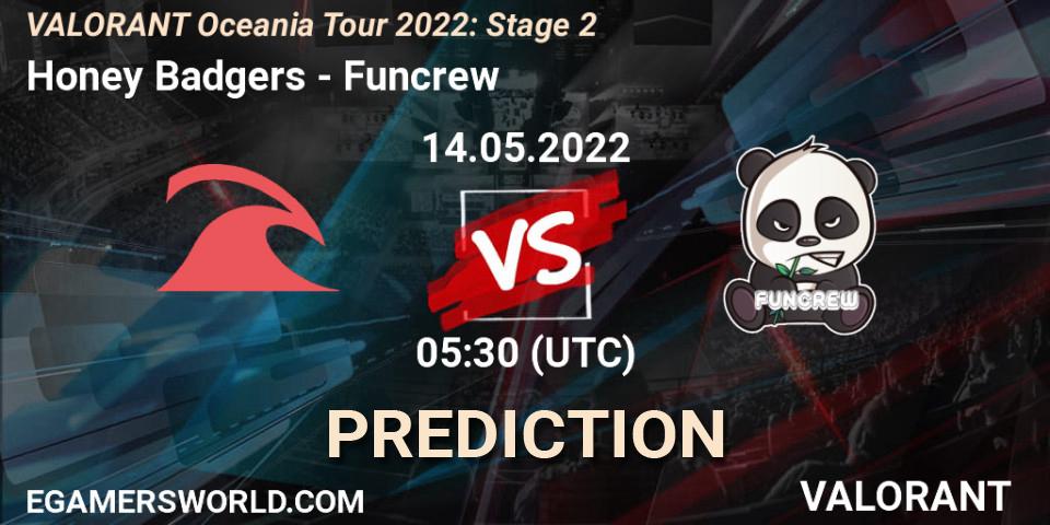 Honey Badgers - Funcrew: Maç tahminleri. 14.05.2022 at 05:30, VALORANT, VALORANT Oceania Tour 2022: Stage 2