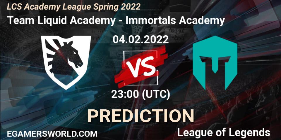 Team Liquid Academy - Immortals Academy: Maç tahminleri. 04.02.2022 at 23:00, LoL, LCS Academy League Spring 2022