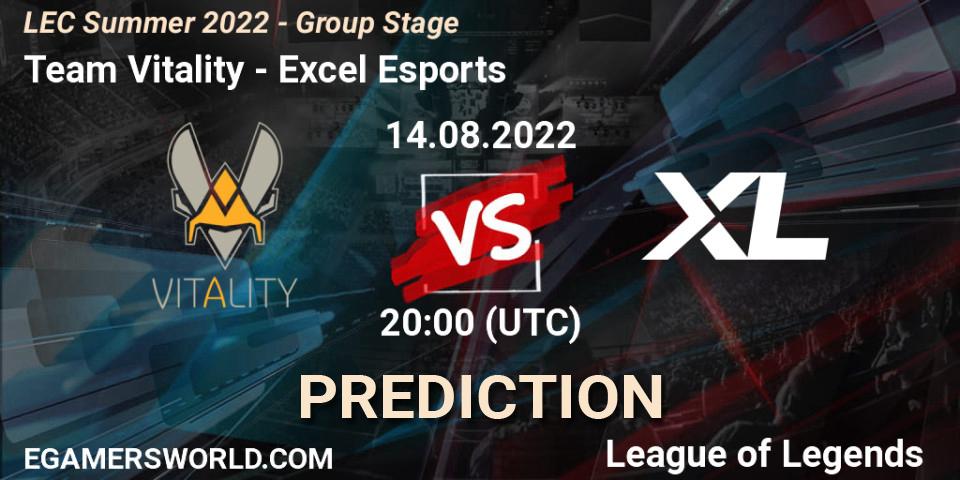 Team Vitality - Excel Esports: Maç tahminleri. 14.08.22, LoL, LEC Summer 2022 - Group Stage