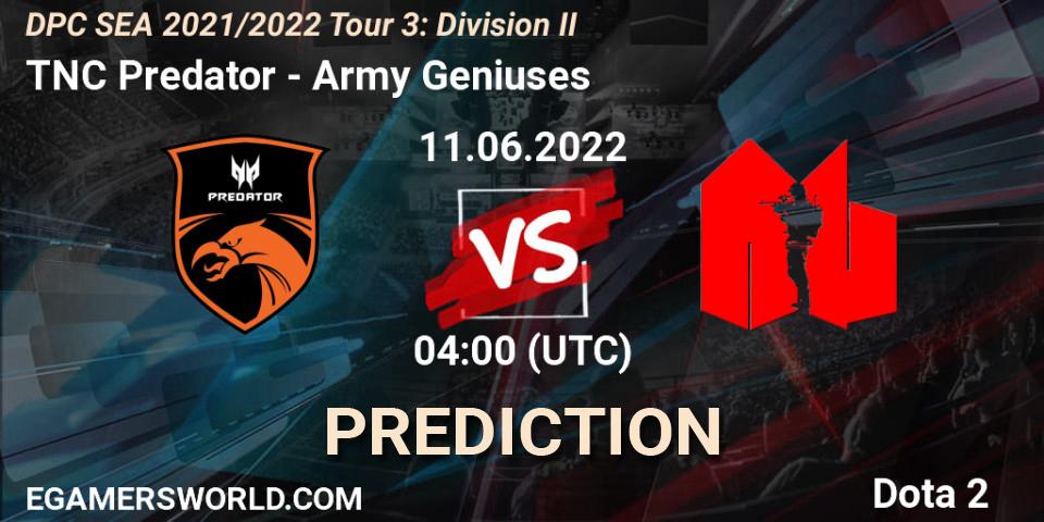 TNC Predator - Army Geniuses: Maç tahminleri. 11.06.2022 at 04:03, Dota 2, DPC SEA 2021/2022 Tour 3: Division II