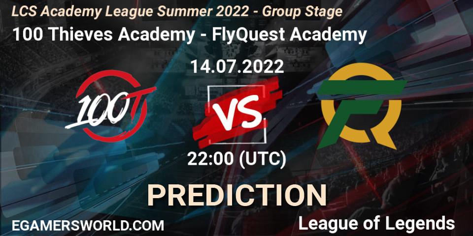 100 Thieves Academy - FlyQuest Academy: Maç tahminleri. 14.07.2022 at 22:00, LoL, LCS Academy League Summer 2022 - Group Stage