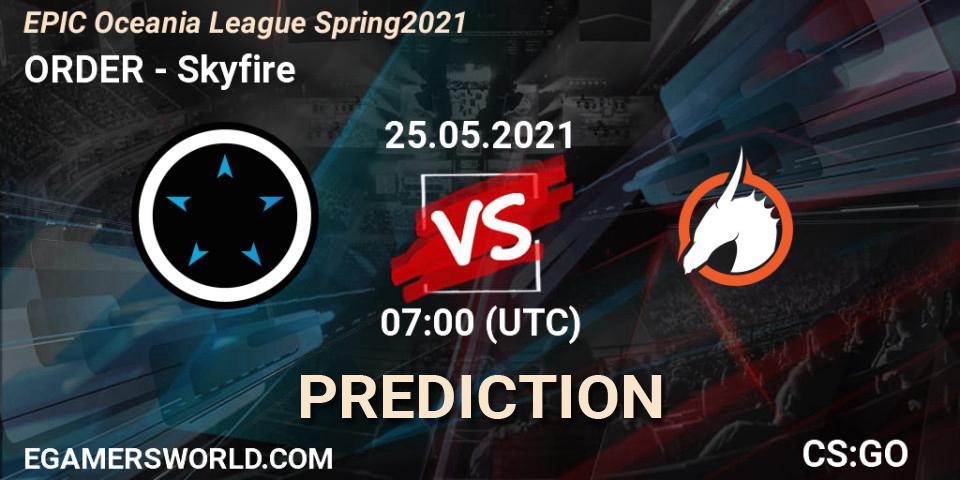ORDER - Skyfire: Maç tahminleri. 25.05.21, CS2 (CS:GO), EPIC Oceania League Spring 2021
