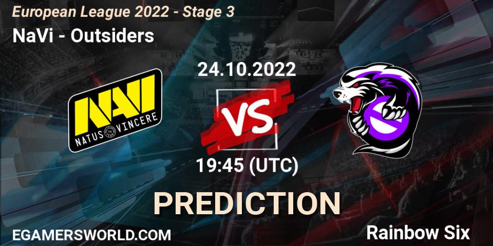 NaVi - Outsiders: Maç tahminleri. 24.10.22, Rainbow Six, European League 2022 - Stage 3