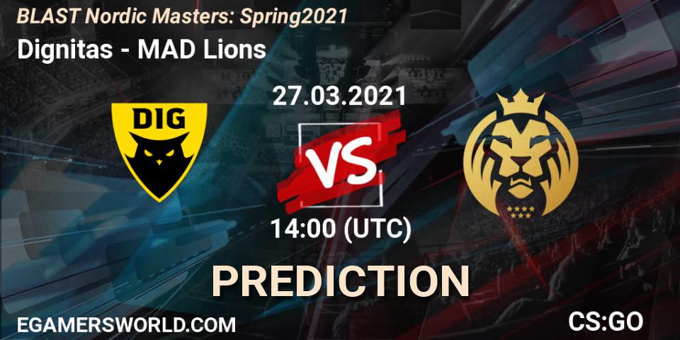 Dignitas - MAD Lions: Maç tahminleri. 27.03.2021 at 14:00, Counter-Strike (CS2), BLAST Nordic Masters: Spring 2021