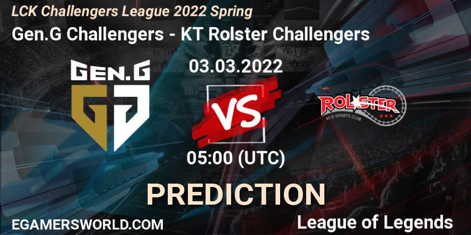 Gen.G Challengers - KT Rolster Challengers: Maç tahminleri. 03.03.2022 at 05:00, LoL, LCK Challengers League 2022 Spring