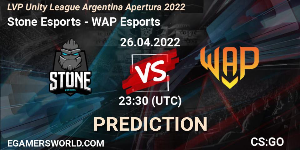Stone Esports - WAP Esports: Maç tahminleri. 26.04.2022 at 23:30, Counter-Strike (CS2), LVP Unity League Argentina Apertura 2022