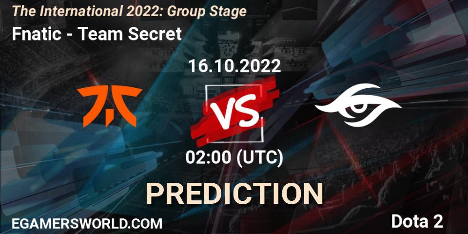 Fnatic - Team Secret: Maç tahminleri. 16.10.22, Dota 2, The International 2022: Group Stage