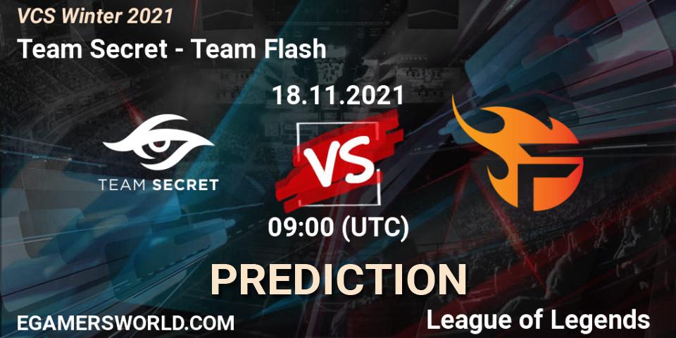 Team Secret - Team Flash: Maç tahminleri. 18.11.2021 at 09:00, LoL, VCS Winter 2021
