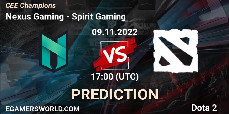 Nexus Gaming - Spirit Gaming: Maç tahminleri. 09.11.2022 at 17:20, Dota 2, CEE Champions