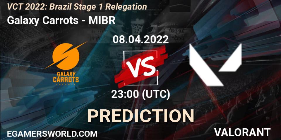 Galaxy Carrots - MIBR: Maç tahminleri. 08.04.2022 at 23:45, VALORANT, VCT 2022: Brazil Stage 1 Relegation