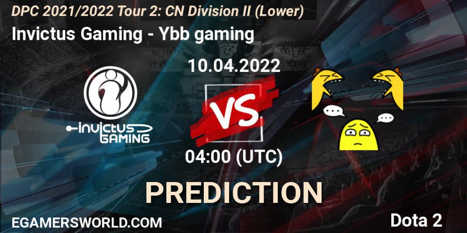 Invictus Gaming - Ybb gaming: Maç tahminleri. 19.04.2022 at 04:00, Dota 2, DPC 2021/2022 Tour 2: CN Division II (Lower)