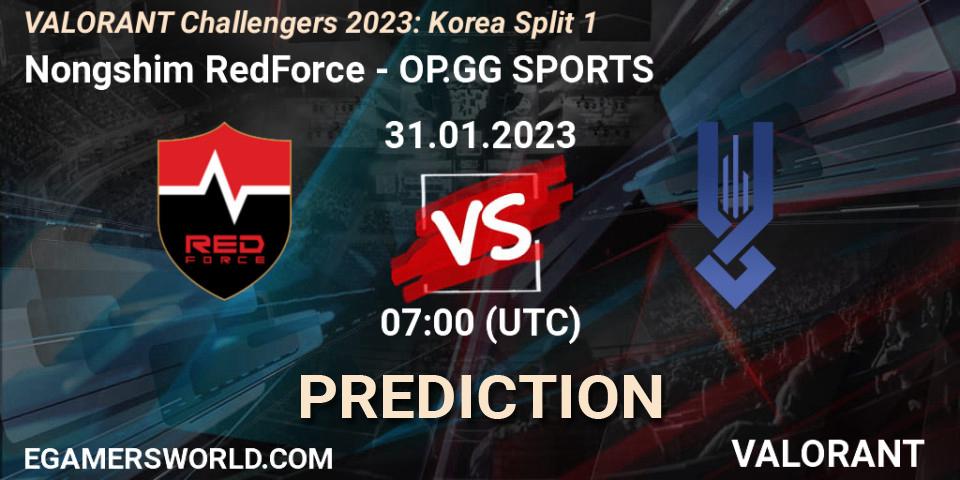 Nongshim RedForce - OP.GG SPORTS: Maç tahminleri. 31.01.23, VALORANT, VALORANT Challengers 2023: Korea Split 1