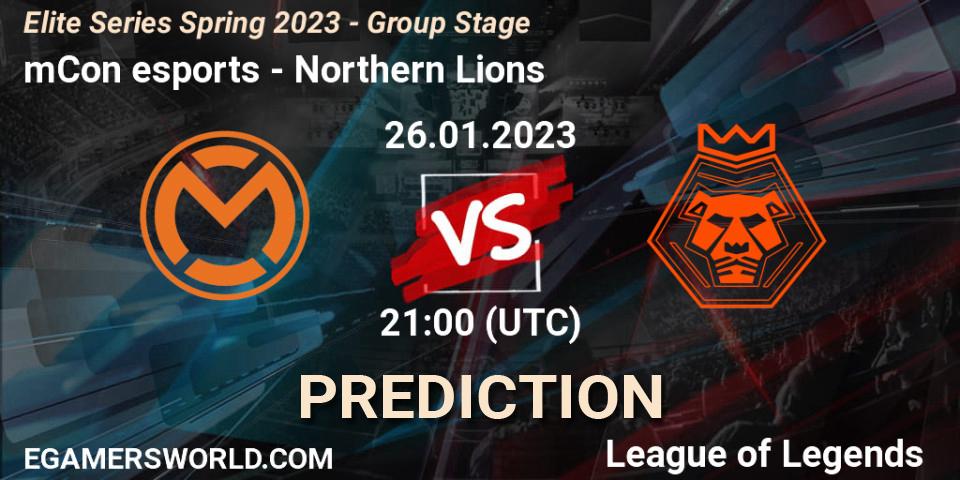 mCon esports - Northern Lions: Maç tahminleri. 26.01.2023 at 21:00, LoL, Elite Series Spring 2023 - Group Stage