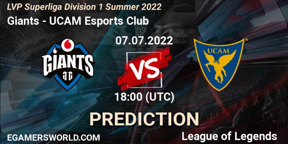 Giants - UCAM Esports Club: Maç tahminleri. 07.07.2022 at 18:00, LoL, LVP Superliga Division 1 Summer 2022