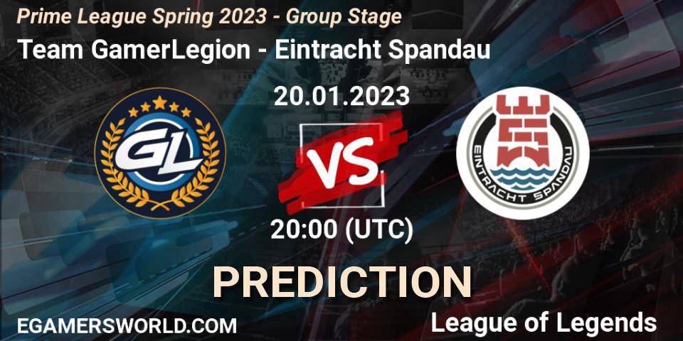 Team GamerLegion - Eintracht Spandau: Maç tahminleri. 20.01.23, LoL, Prime League Spring 2023 - Group Stage