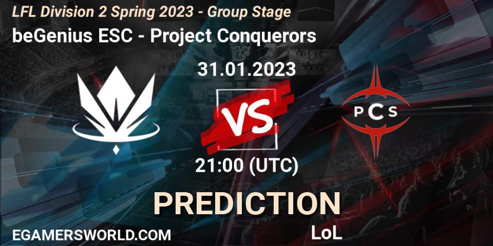beGenius ESC - Project Conquerors: Maç tahminleri. 31.01.23, LoL, LFL Division 2 Spring 2023 - Group Stage