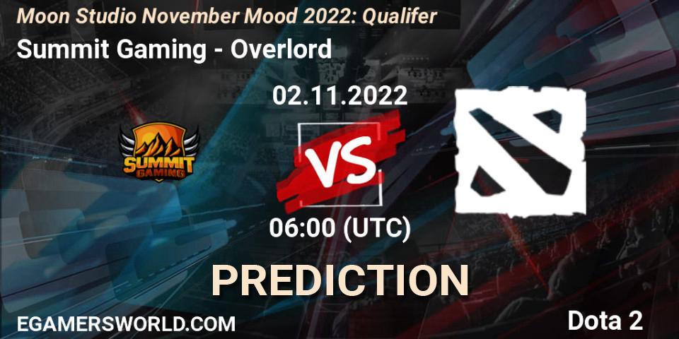 Summit Gaming - Overlord: Maç tahminleri. 02.11.2022 at 06:04, Dota 2, Moon Studio November Mood 2022: Qualifer