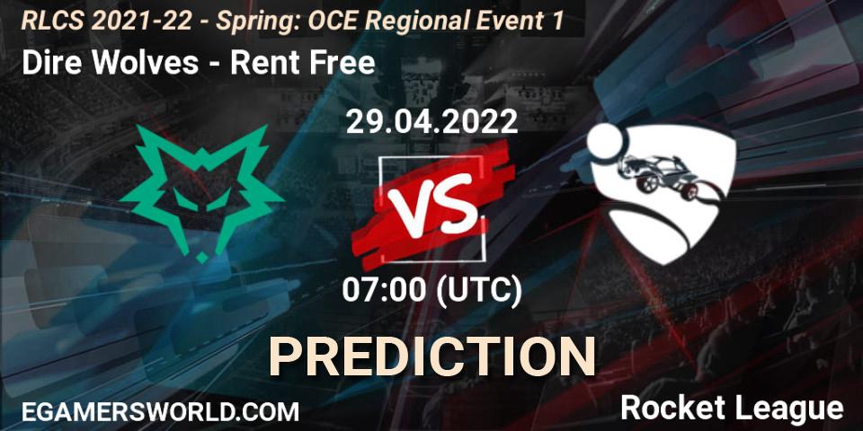 Dire Wolves - Rent Free: Maç tahminleri. 29.04.2022 at 07:00, Rocket League, RLCS 2021-22 - Spring: OCE Regional Event 1