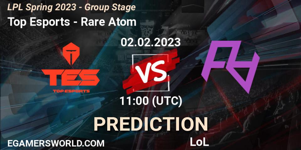Top Esports - Rare Atom: Maç tahminleri. 02.02.23, LoL, LPL Spring 2023 - Group Stage