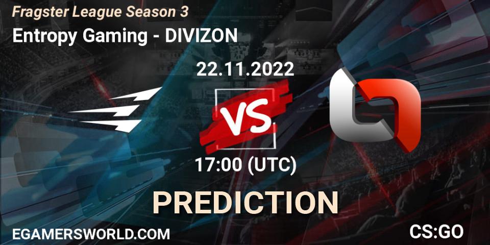 Entropy Gaming - DIVIZON: Maç tahminleri. 01.12.22, CS2 (CS:GO), Fragster League Season 3