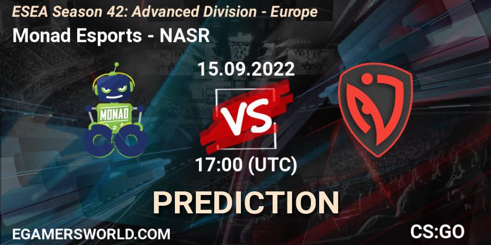 Monad Esports - NASR: Maç tahminleri. 15.09.22, CS2 (CS:GO), ESEA Season 42: Advanced Division - Europe