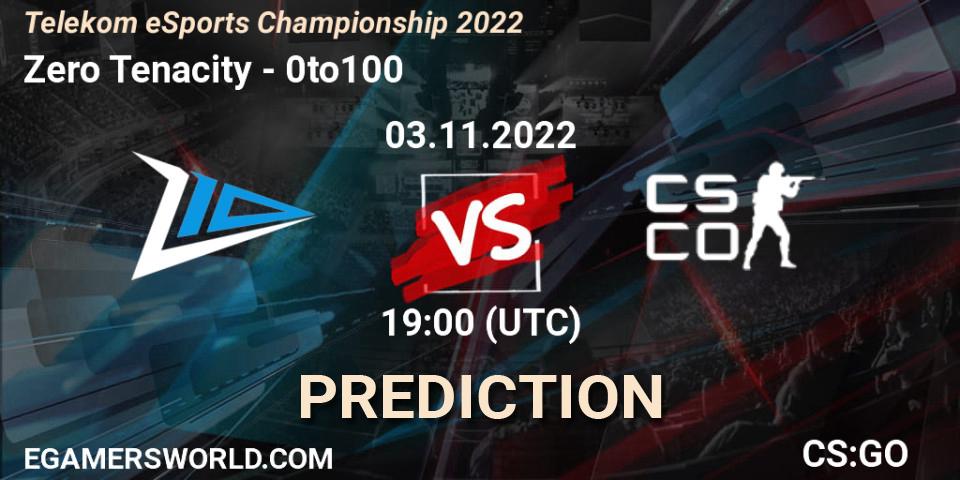 Zero Tenacity - 0to100: Maç tahminleri. 03.11.2022 at 19:00, Counter-Strike (CS2), Telekom eSports Championship 2022