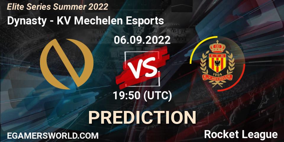 Dynasty - KV Mechelen Esports: Maç tahminleri. 06.09.2022 at 19:50, Rocket League, Elite Series Summer 2022