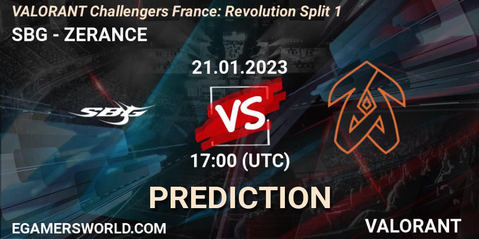 SBG - ZERANCE: Maç tahminleri. 21.01.2023 at 17:00, VALORANT, VALORANT Challengers 2023 France: Revolution Split 1
