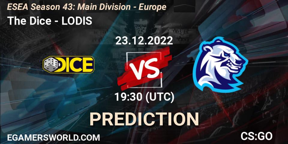 The Dice - LODIS: Maç tahminleri. 27.12.22, CS2 (CS:GO), ESEA Season 43: Main Division - Europe